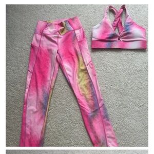 Pink and Multicolor Sports Bra